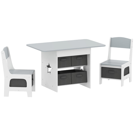 AIYAPLAY Kids Table and Chair Set with two chairs and storage drawers