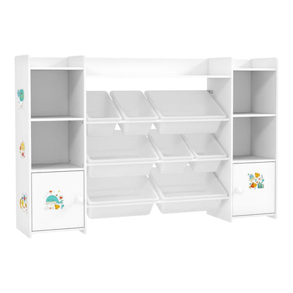 AIYAPLAY Kids Toy Organizers and Storage with white removable bins and bookshelf