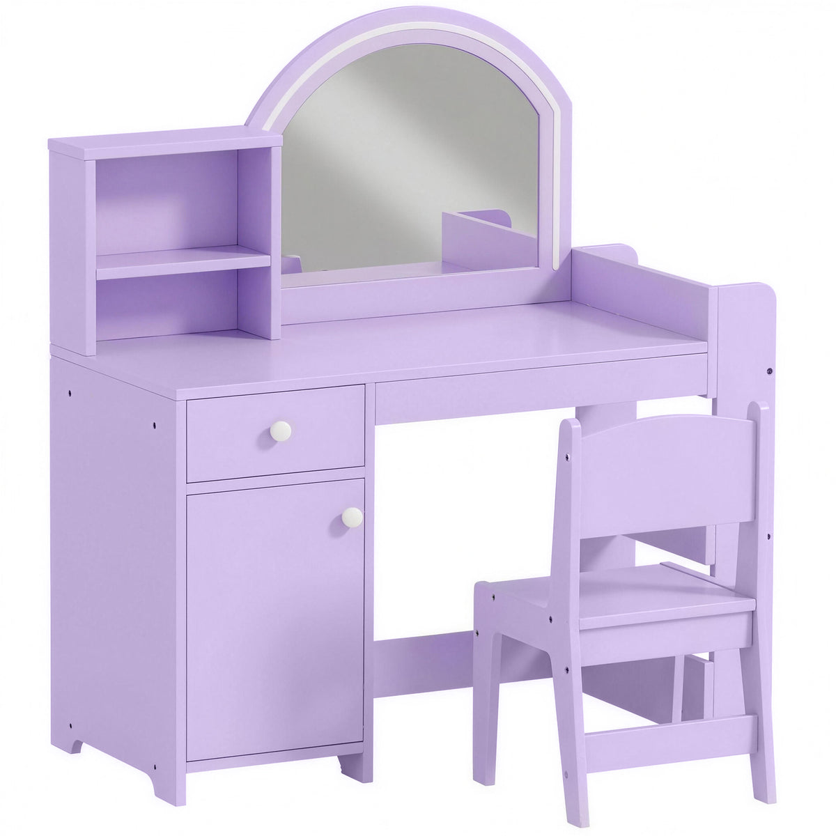 AIYAPLAY Kids Vanity Table and Chair Set in Purple
