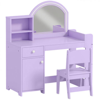 AIYAPLAY Kids Vanity Table and Chair Set in Purple