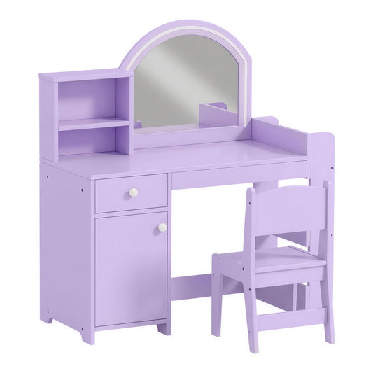 AIYAPLAY Kids Vanity Table and Chair Set in Purple