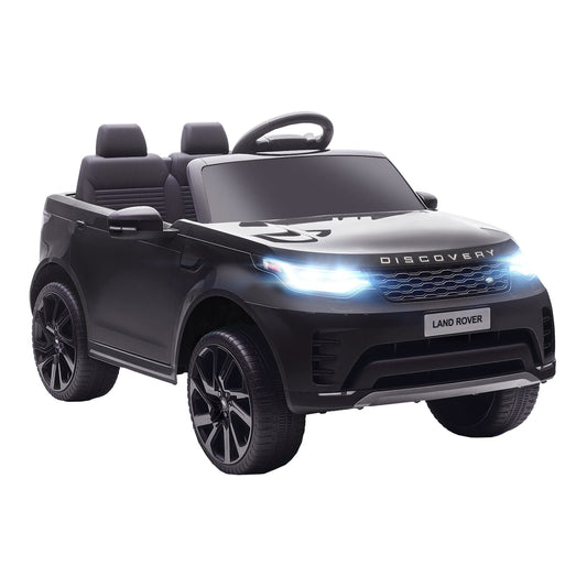 AIYAPLAY Land Rover Discovery Licensed 12V Kids Electric Car in black with illuminated headlights