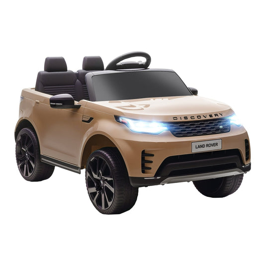 AIYAPLAY Land Rover Discovery Licensed 12V Kids Electric Car in khaki with illuminated headlights