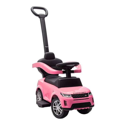 AIYAPLAY Land Rover Discovery Licensed Baby Push Car in pink with a push handle and safety guardrail