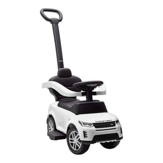 AIYAPLAY Land Rover Discovery Licensed Baby Push Car in white with a parent handle and safety guardrail
