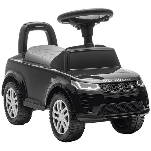 AIYAPLAY Land Rover Licensed Toddler Ride on Car in black with a steering wheel and backrest