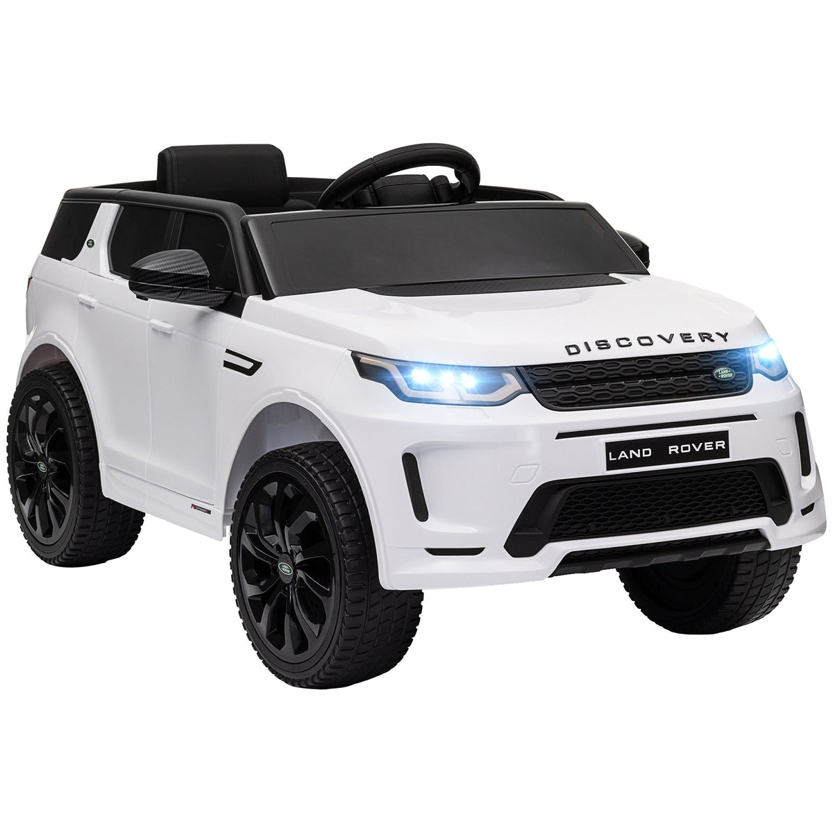 AIYAPLAY Licensed Land Rover Discovery Sport, a white kids electric car with black wheels and tinted windows