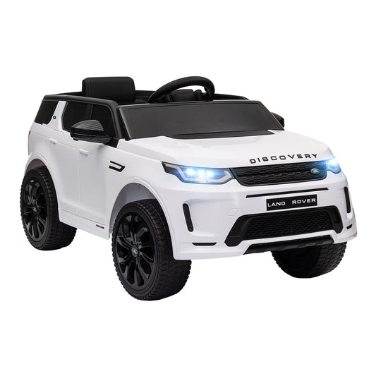AIYAPLAY Licensed Land Rover Discovery Sport, a white kids electric car with black wheels and tinted windows