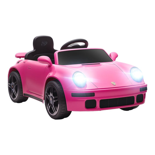 AIYAPLAY Licensed RUF CTR 2017 Electric Car for Kids, pink, front view with headlights on