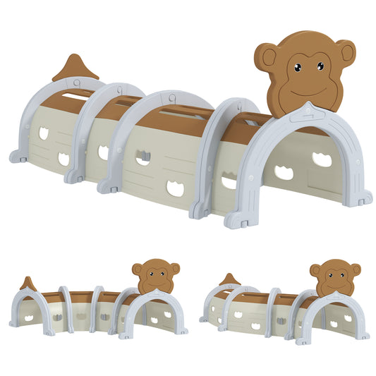 AIYAPLAY Monkey-Design Kids Play Tunnel for Crawling in Brown