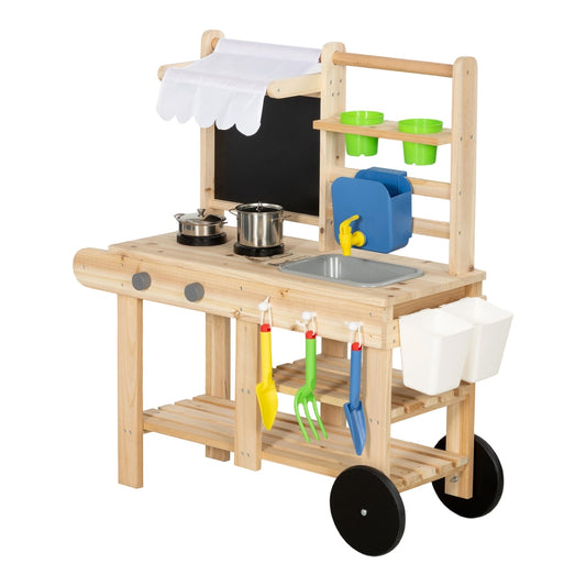 AIYAPLAY Mud Kitchen in a Natural Wood Finish