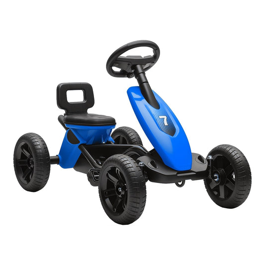 AIYAPLAY Pedal Go Kart for Kids 2-5 Years, a blue ride-on car with black wheels and steering wheel