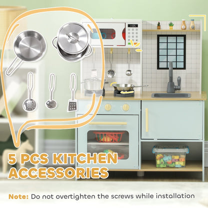 A selection of five cooking accessories for the toy kitchen, including pots and utensils