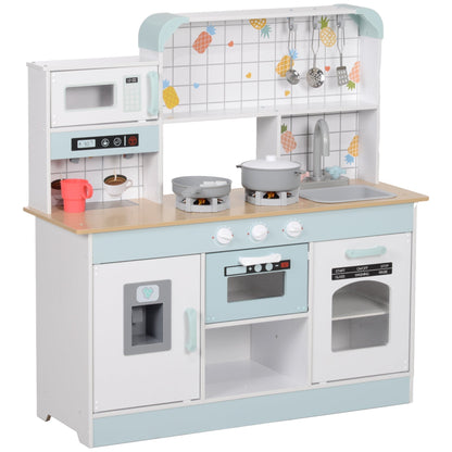 AIYAPLAY Toy Kitchen, a wooden play kitchen with microwave, hob, sink and oven