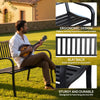 Outsunny Metal Garden Bench Loveseat with Slatted Seat, Black