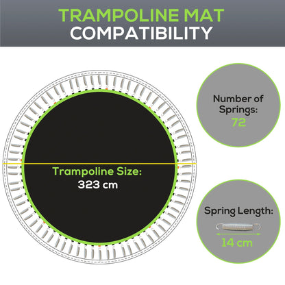 SPORTNOW Replacement Trampoline Mat with Spring Pull Tool, 72 V-Hooks, for 12ft Trampoline using 14cm Springs, Green