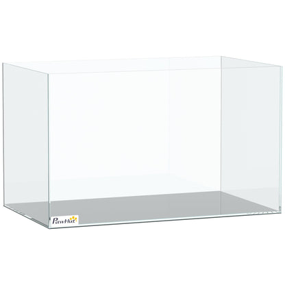 PawHut Fish Tank Bare Glass for DIY Glass Aquarium with Protective Base Mat 43L Transparent for Fish Shrimps