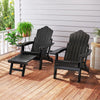 All-Weather HIPS Lounge Patio Adirondack Chair with Retractable Footrest-Black