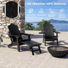 All-Weather HIPS Lounge Patio Adirondack Chair with Retractable Footrest-Black