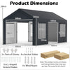 All-Weather Outdoor Car Shelter with 8 Removable Sidewalls and Roll-up Doors-Grey