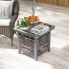 All Weather Patio Square End Table with Resin Tabletop and Umbrella Hole