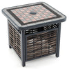 All Weather Patio Square End Table with Resin Tabletop and Umbrella Hole