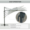 Outsunny 3(m) LED Cantilever Parasol Garden Sun Umbrella w/ Cross Base and Solar Lights Grey