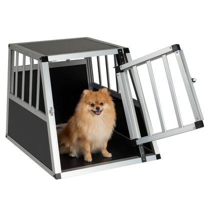 Aluminum Dog Transport Box with lockable door and divider for small puppy