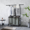 HOMCOM 3x 42L Laundry Basket Unit, with Hanging Rail - Black/Grey