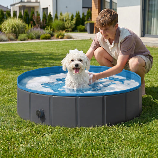 PawHut Foldable Dog Pool in Dark Grey