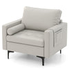 Armchair Single Sofa with Comfy Cushion and 3 Pockets for Living Room-Grey