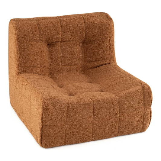 Armless Upholstered Lazy Floor Sofa with soft teddy fleece cover in rustic brown