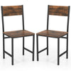 Armless Dinner Chairs Set of 2 with Metal Legs and Slanted Back-Rustic Brown