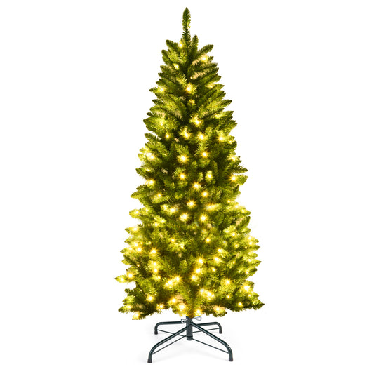 Artificial Pencil Christmas Tree with 250 warm white lights and a metal stand
