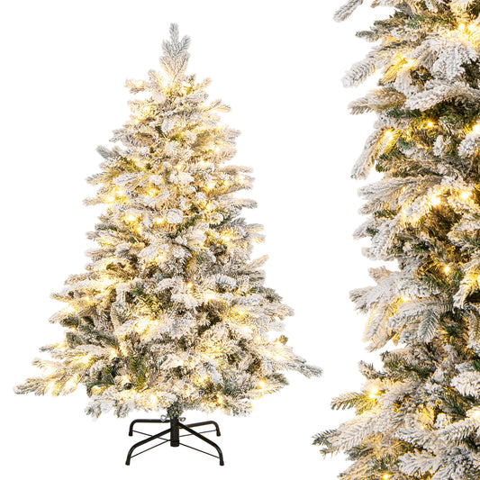 Artificial Xmas Tree flocked Christmas tree with lights and a metal stand