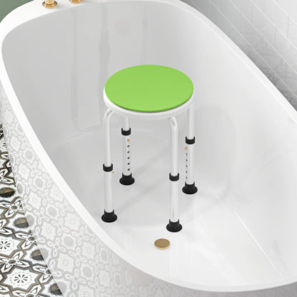 HOMCOM 360√Ç¬∞ Swivel Shower Chair, Height Adjustable Aluminium Shower Stool with Non-Slip Feet for Disabled, Elderly, Green