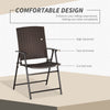 Outsunny Set of Four Folding Rattan Seat Chairs - Brown
