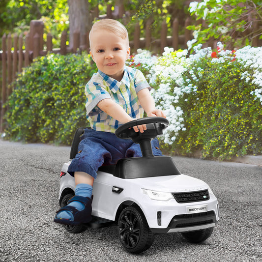 AIYAPLAY 2-in-1 Land Rover Licensed 6V Kids Electric Ride On Car in White