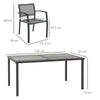 Outsunny Seven-Piece Casual Outdoor Dining Set, with Wood-Effect Table - Grey