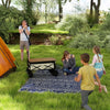 Outsunny Reversible Outdoor Rug with Carry Bag, Waterproof Plastic Straw Mat for Garden, Deck, RV, Picnic, Beach, Camping, 182 x 274cm, Dark Blue and White