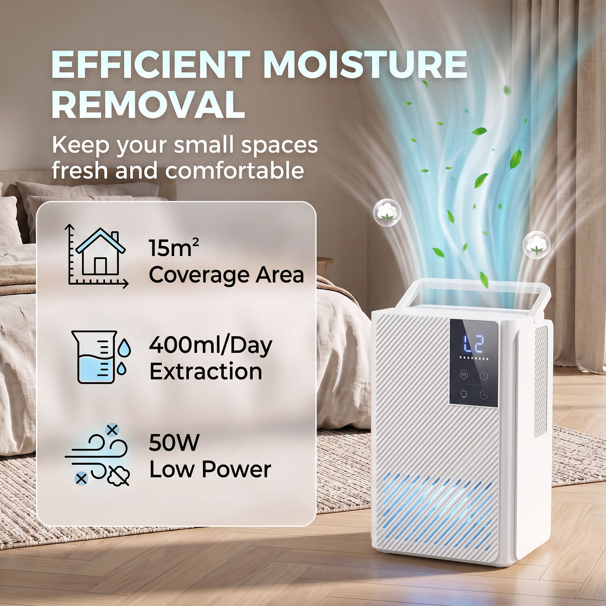 HOMCOM 400mL/Day Small Dehumidifier in White