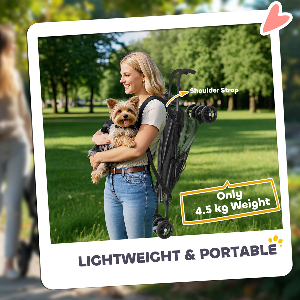 PawHut Foldable Dog Stroller in Dark Green