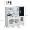 AIYAPLAY Pretend Play Kitchen, Kids Kitchen Playset, with Toy Phone, Chalkboard, Microwave, Cooking Stove, Sink, White