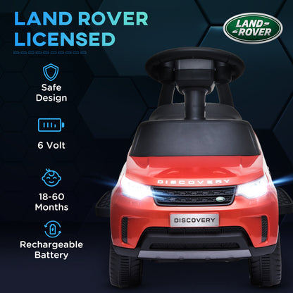 سيارة كهربائية للأطفال 2 في 1 من AIYAPLAY مرخصة من Land Rover بقوة 6 فولت، سيارة منزلقة مع مصابيح أمامية وموسيقى، للأطفال من سن 18 إلى 60 شهرًا، باللون الأحمر