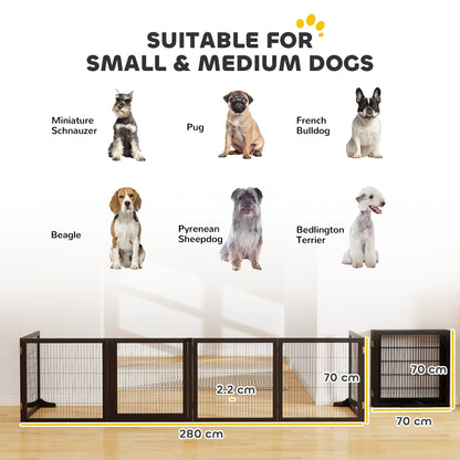 PawHut Wooden Pet Gate, Freestanding Dog Security Barrier with Two Support Feet - Black