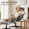 HOMCOM Swivel Armchair and Footstool Set, Height Adjustable Accent Chair with Adjustable Headrest, Rocking Function, Grey