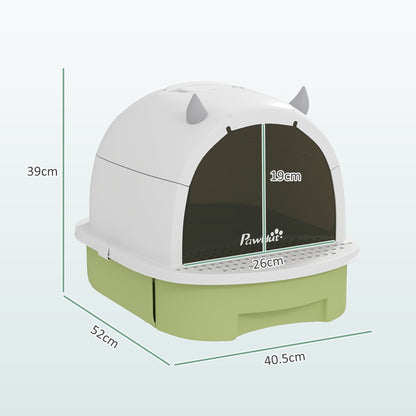 PawHut Enclosed Cat Litter Box w/ Pull-Out Drawer, Scoop, Deodorising Bags for Odour Control, Privacy, Portable, Easy to Clean