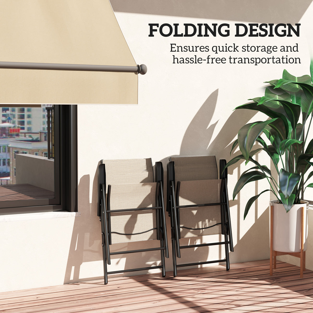 Outsunny Set of Two Folding Outdoor Chairs in Brown and Black