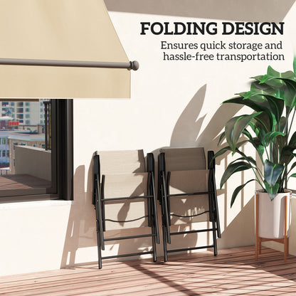 Outsunny Set of Two Folding Outdoor Chairs in Brown and Black