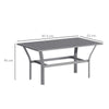 Outsunny Metal Garden Coffee Table, Rectangular Outdoor Side Table with Slatted Tabletop, Foot Pads for Outside, Garden, Balcony, Porch, 91.5 x 55 x 45cm, Dark Grey